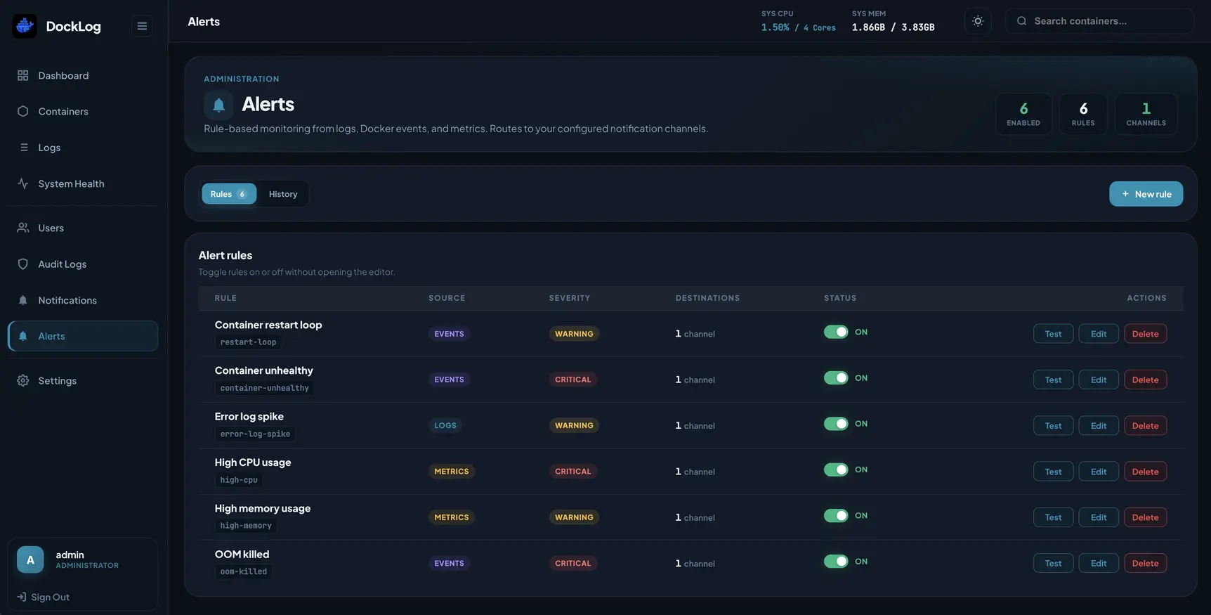 DockLog showcase screenshot 5
