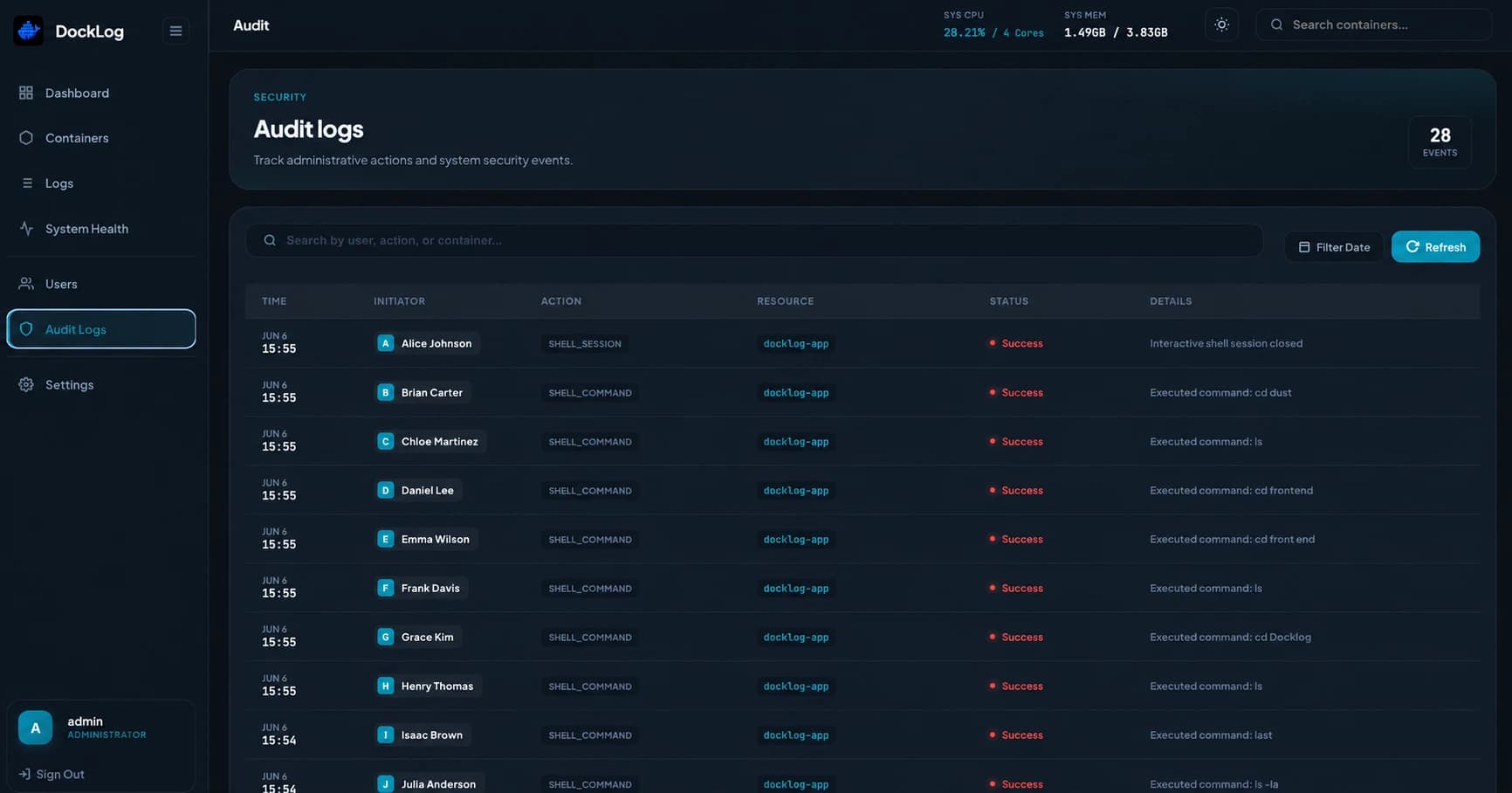 DockLog showcase screenshot 8
