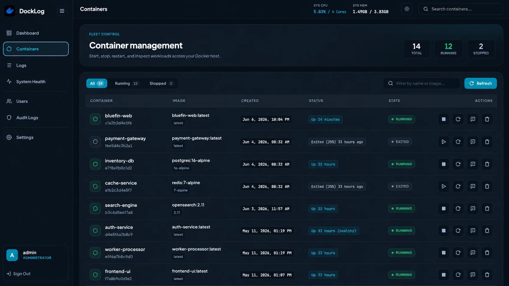 DockLog showcase screenshot 2