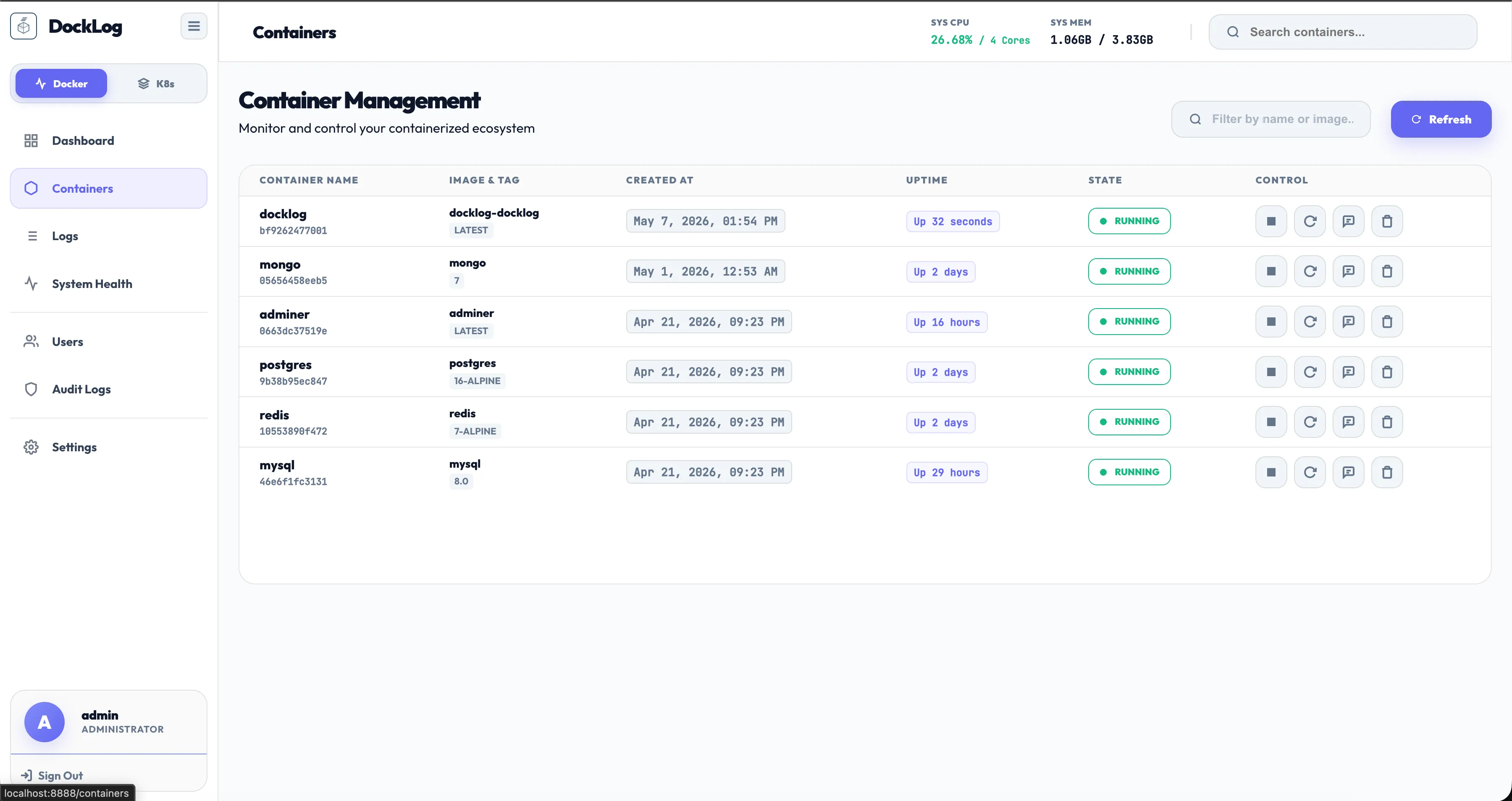 DockLog showcase screenshot 2