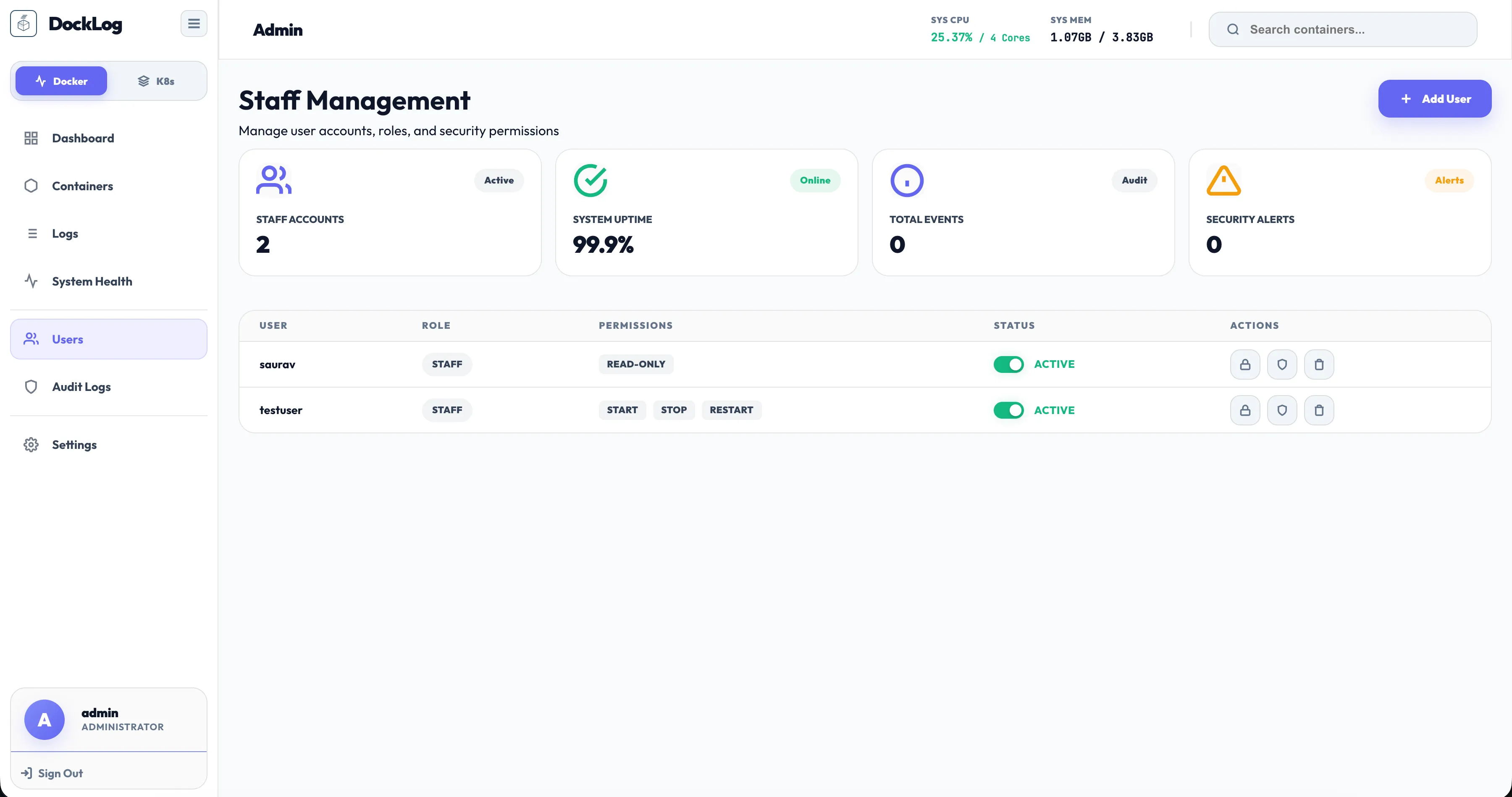DockLog showcase screenshot 3